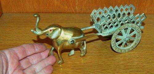 Brass Elephant with Cart - Total Length 200mm Height 110mm