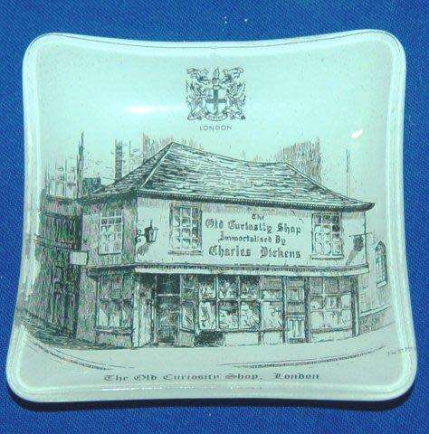 Charles Dickens Glass Pin Dish - As per Pictures - 90mm Square