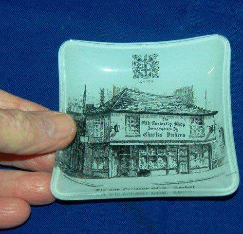 Charles Dickens Glass Pin Dish - As per Pictures - 90mm Square