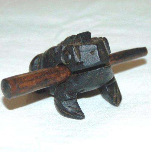 Feng Shui Carved Wooden Croaking Frog - See description for details.