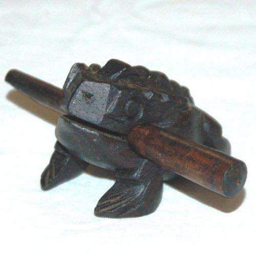 Feng Shui Carved Wooden Croaking Frog - See description for details.