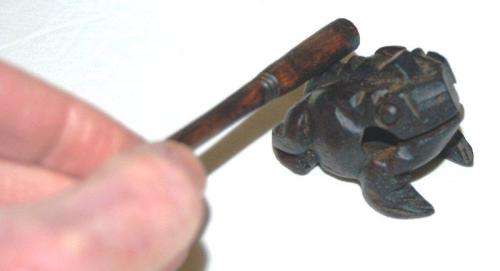 Feng Shui Carved Wooden Croaking Frog - See description for details.