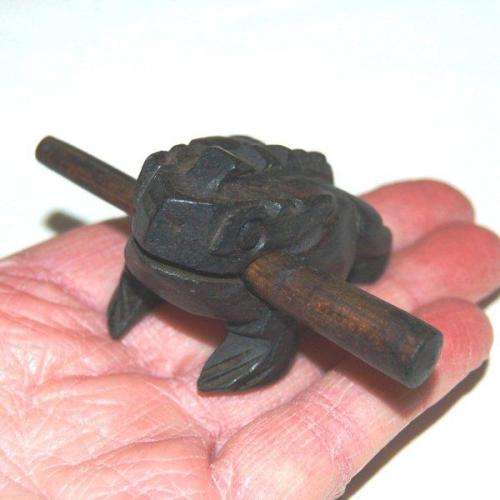 Feng Shui Carved Wooden Croaking Frog - See description for details.