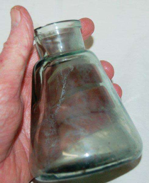 2 Old time glue bottles - Largest is 120mm High - Minor nick on the rim