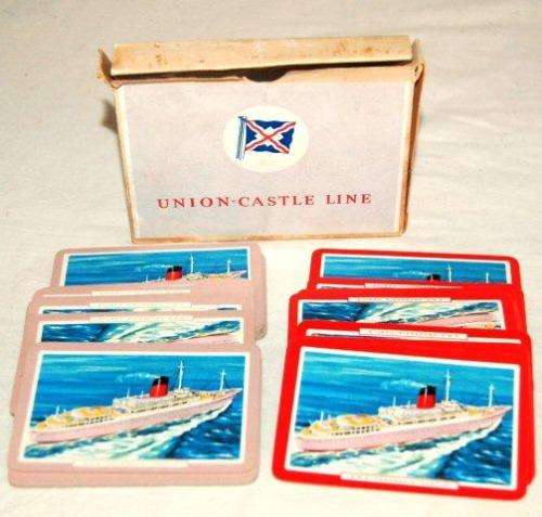 R.M.S. Pendennis Castle - Boxed Playing Cards. 2 Complete Packs with Jokers.