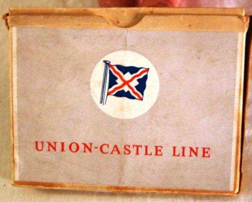 R.M.S. Pendennis Castle - Boxed Playing Cards. 2 Complete Packs with Jokers.