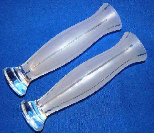 Attractive Pair of Frosted Glass Vases - Height 220mm