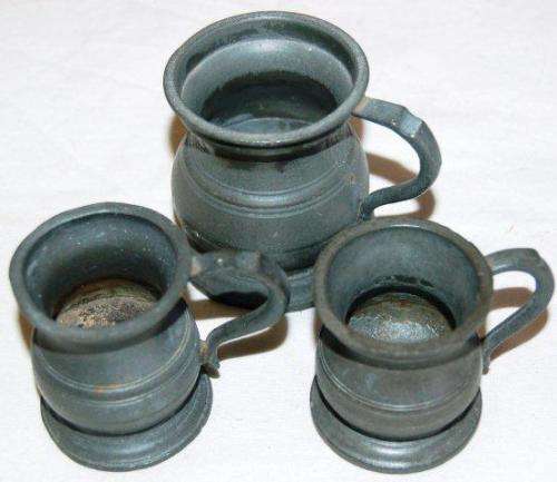 Antique Pewter Collection - Victorian Tankard, Gill Measures and Plates - See description & Pictures