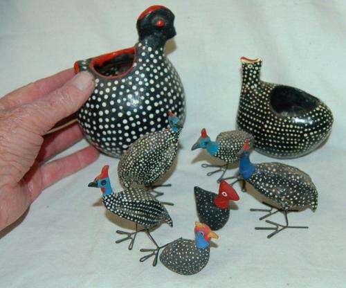 8 Assorted Guinea Fowl - As per pictures - Largest 130mm Tall
