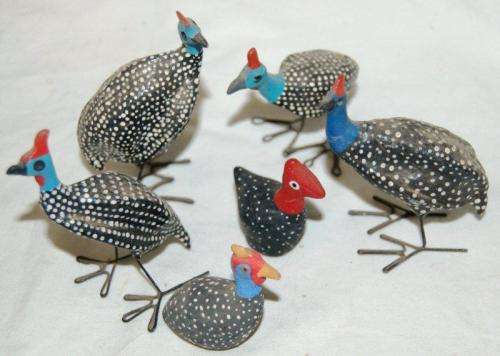 8 Assorted Guinea Fowl - As per pictures - Largest 130mm Tall
