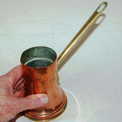 Copper Pourer With Brass Handle & Base - Height 120mm Base Dia. 100mm