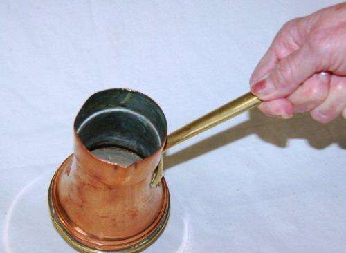 Copper Pourer With Brass Handle & Base - Height 120mm Base Dia. 100mm