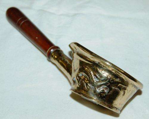 Vintage Brass Chinese Coal Silk Iron with Embossed Dragon - Length 200mm