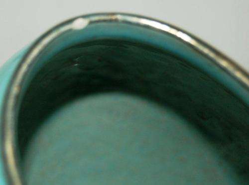 3 Vintage West German (Jasba ?) vases. Aqua abstract design - Tallest 200mm - Read description.