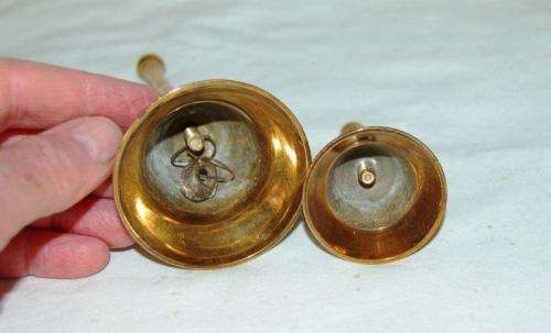 2 Attractive Cloisonne Brass Bells (Small Bell Has No Striker) Tallest 155mm