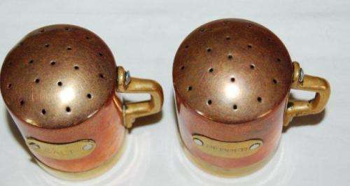 Copper & Brass Salt & Pepper Set -Height 75mm - See description for further details