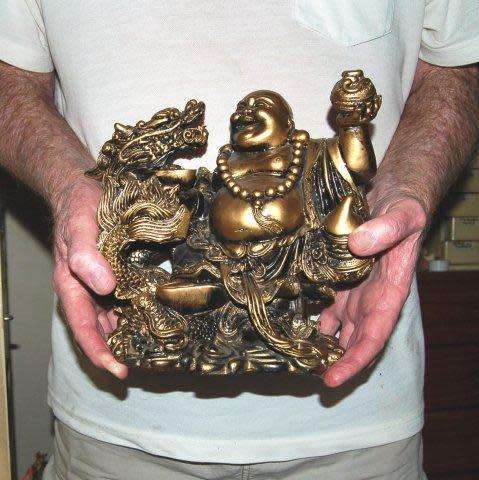 Very Large Composite Laughing Buddha with Dragon - Incredible Detail - See Pictures and Description.