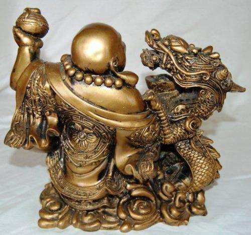 Very Large Composite Laughing Buddha with Dragon - Incredible Detail - See Pictures and Description.