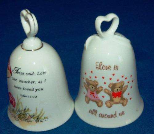 Collection of 7 Ceramic Bells - As per pictures - Sold as one lot - Tallest 110mm
