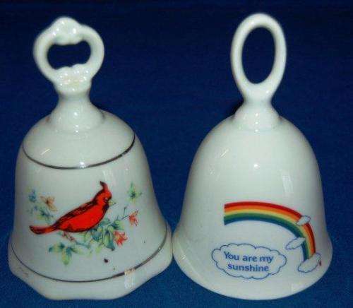 Collection of 7 Ceramic Bells - As per pictures - Sold as one lot - Tallest 110mm