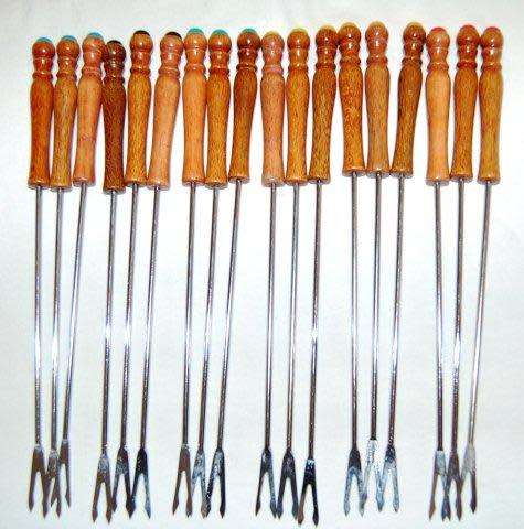 Cast Iron Fondue Pot, Stand, Burner and 18 Colour Coded Forks - Pot Diameter 165mm Depth 90mm