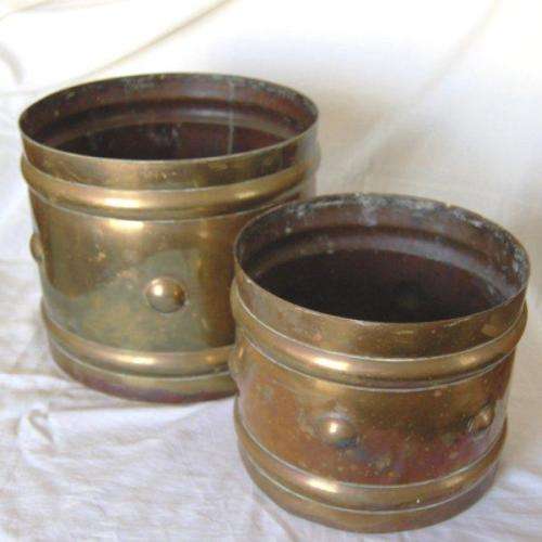 2 Large (Very Heavy) Brass Planters - 1.6 kg & 2.2 Kg - Largest Height  230mm Diameter 270mm