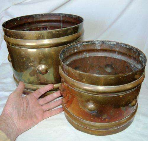 2 Large (Very Heavy) Brass Planters - 1.6 kg & 2.2 Kg - Largest Height  230mm Diameter 270mm