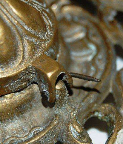 Vintage Brass Double Inkwell - Weight 1.1 kg's - Width 235mm - See description & Pictures.