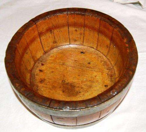 Beautiful Barrel Oak Bowl / Planter - Diameter 280mm Height 130mm - See all pictures