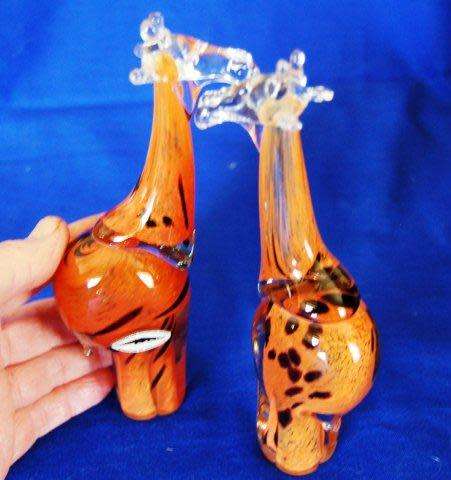 2 Attractive "Ngwenya" Coloured Glass Giraffe - Height 180mm - Sold as 1 Lot