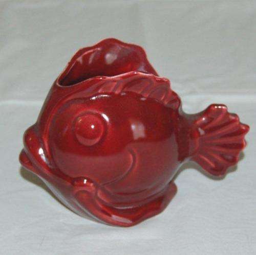 Rare Vintage Maroon Lucia Ware Fish Shaped Vase or Holder - Height 110mm