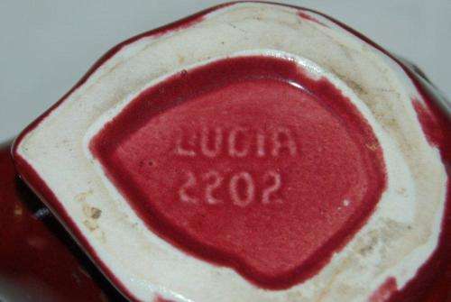 Rare Vintage Maroon Lucia Ware Fish Shaped Vase or Holder - Height 110mm