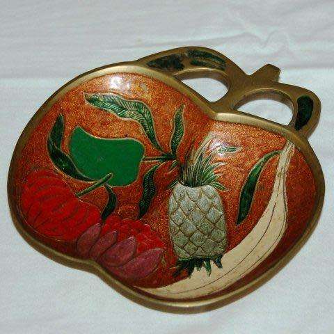 Brass Cloisonne Apple Shaped Dish - 150mm X 150mm