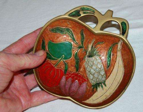 Brass Cloisonne Apple Shaped Dish - 150mm X 150mm