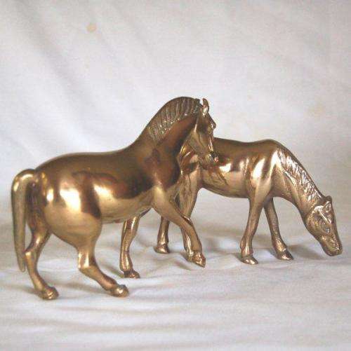 Two Quality Brass Horses - Tallest 105mm