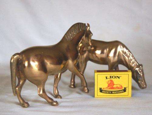 Two Quality Brass Horses - Tallest 105mm
