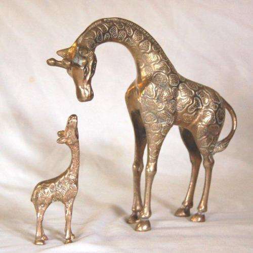Magnificent Brass Giraffe & Baby - Height 220mm