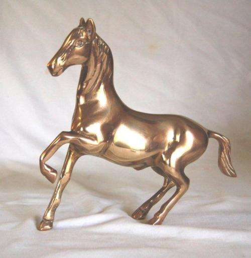Pair of Quality Brass Prancing Horses - Height 195mm