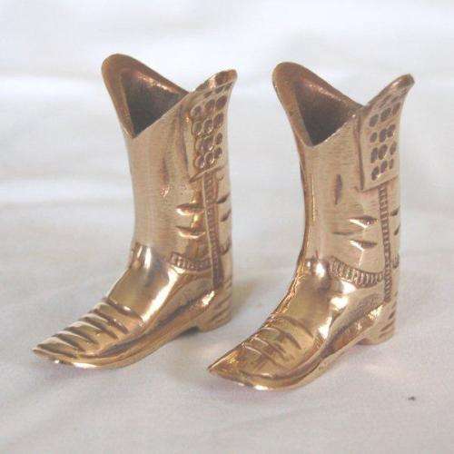 Vintage Pair of Brass Cowboy Boots (Great for Toothpicks) - Height 70mm