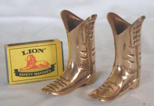 Vintage Pair of Brass Cowboy Boots (Great for Toothpicks) - Height 70mm