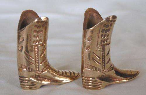 Vintage Pair of Brass Cowboy Boots (Great for Toothpicks) - Height 70mm