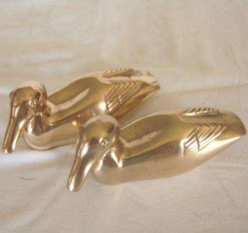 Pair of Exceptionally Heavy Brass Ducks - Combined Weight 3.6 kg's - Length 160mm