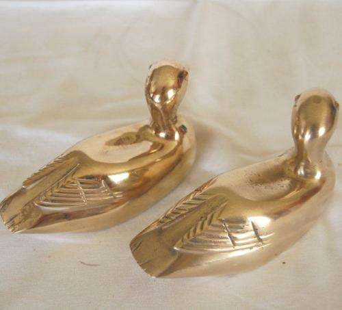 Pair of Exceptionally Heavy Brass Ducks - Combined Weight 3.6 kg's - Length 160mm