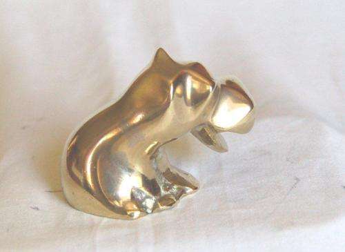 2 Heavy Solid Brass Hippos - Great for paper weights - Height 55mm