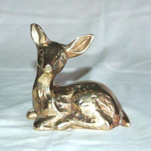Solid Brass Resting Bambi - Height 90mm