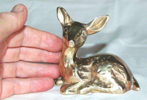 Solid Brass Resting Bambi - Height 90mm