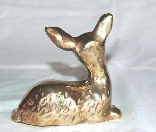 Solid Brass Resting Bambi - Height 90mm