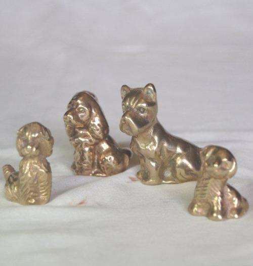 4 Cute Solid Brass Printers Tray Dogs - Tallest 50mm - Sold as one lot