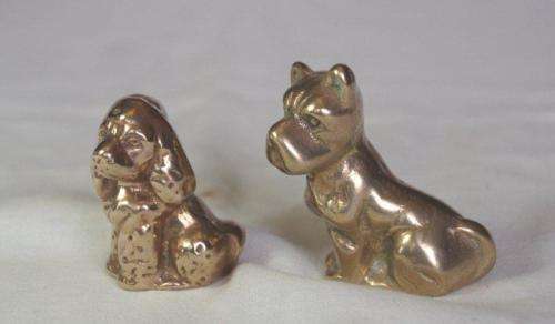 4 Cute Solid Brass Printers Tray Dogs - Tallest 50mm - Sold as one lot