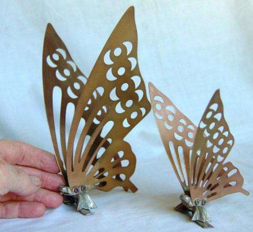 2 Well Constructed Brass Butterflies - As per pictures - Largest is 210mm Tall